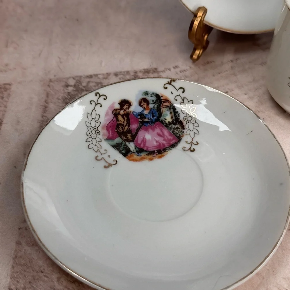 Vintage Betson Japan Courting Couple Tea Set 5pc Partial